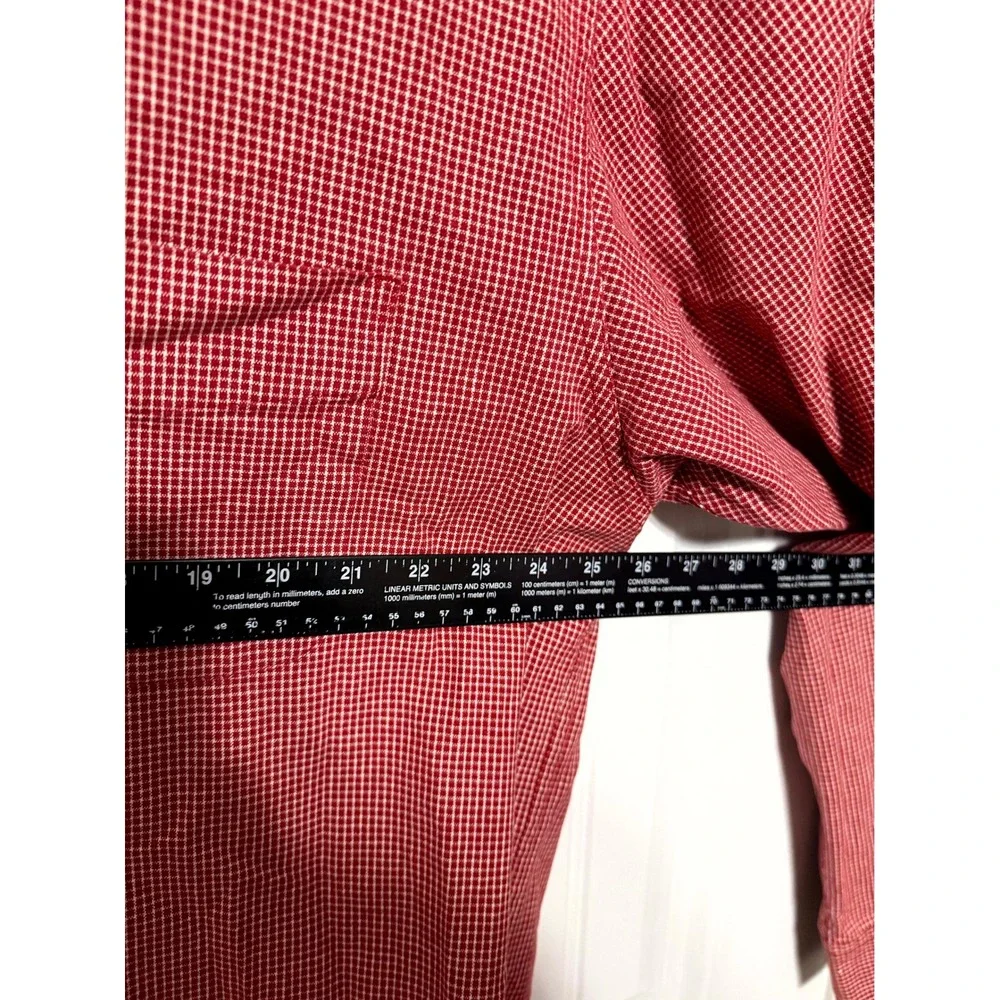 Eddie Bauer Button Down Shirt Mens XL Tall Red Gingham Check Cotton Long Sleeve